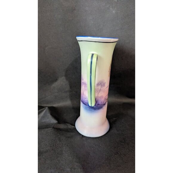 vintage Noritake Morimura Brothers Art Nouveau Double Handled Hand Painted Vase - Picture 4 of 13